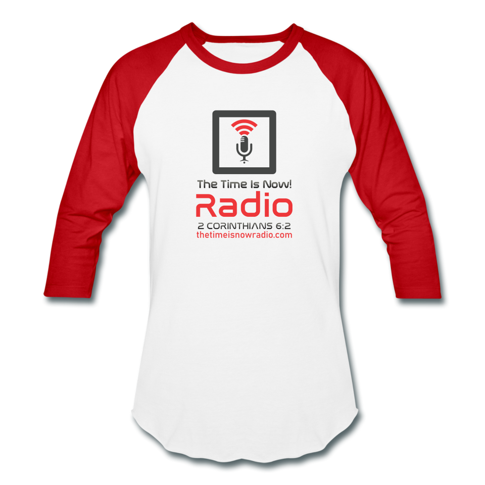 The Time Is Now-Raglan - white/red