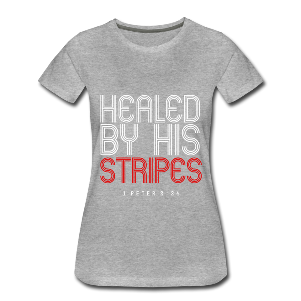 Healed By HIS Stripes-Ladies - heather gray